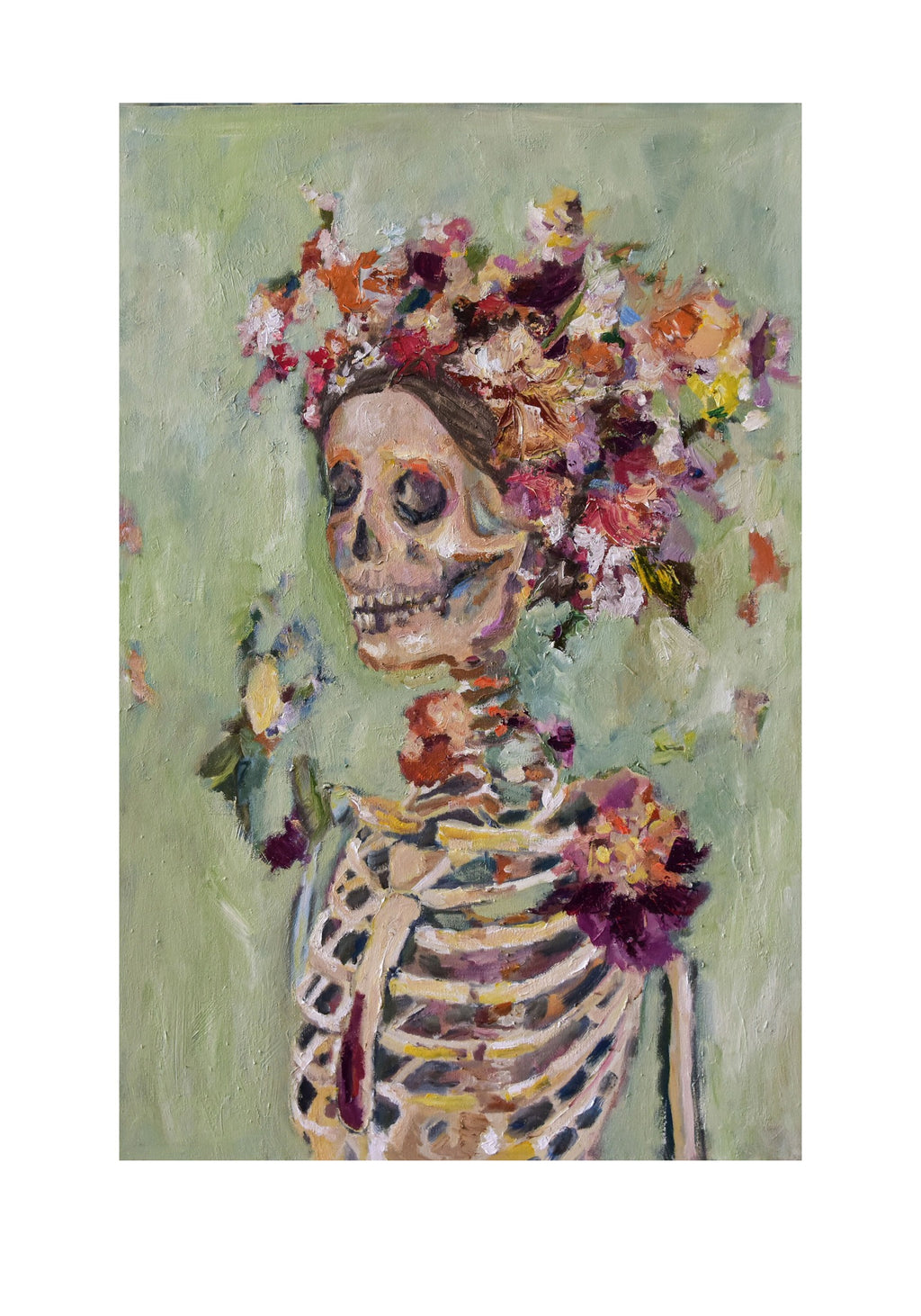 Calavera fondo verde