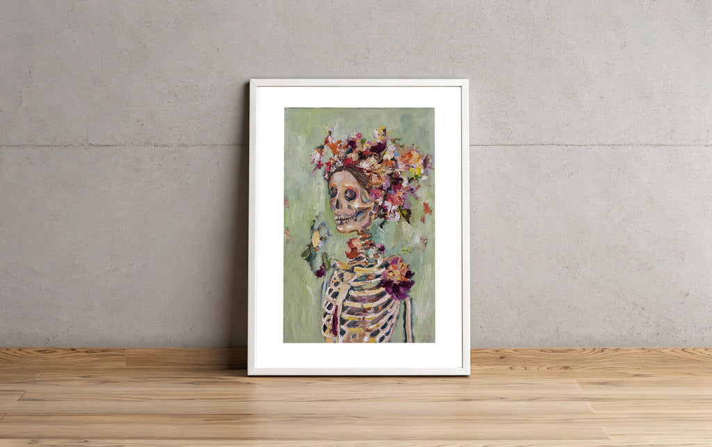 Calavera fondo verde