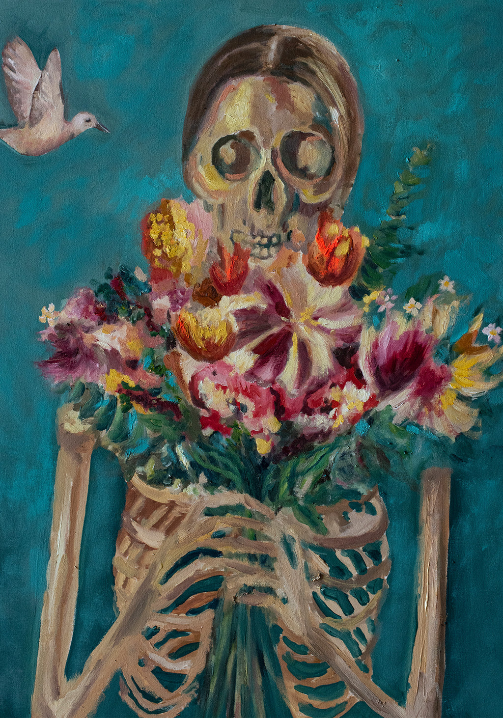 Feliz con flores