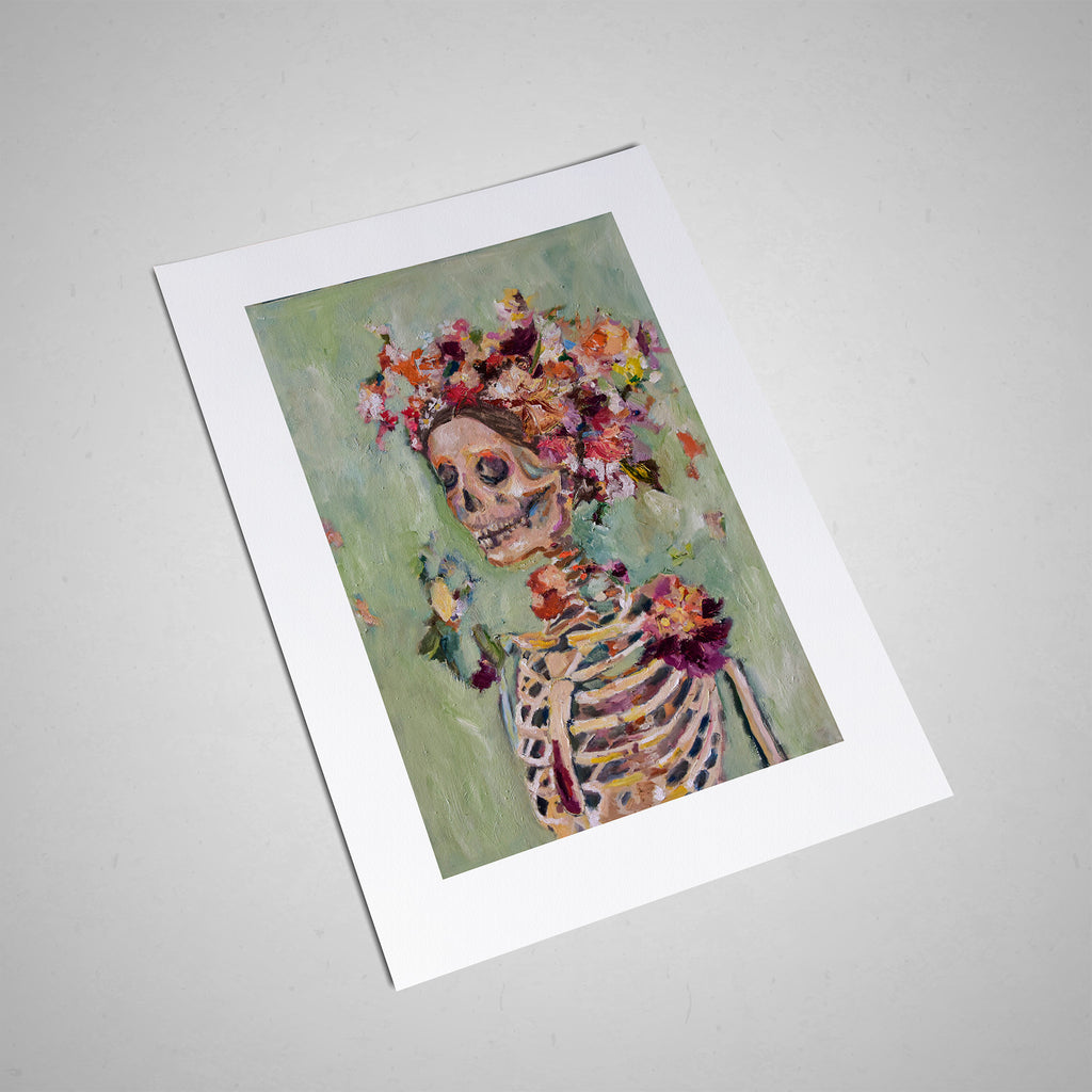 Calavera fondo verde